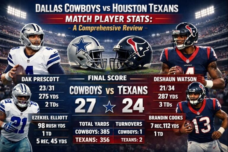 dallas cowboys vs houston texans match player stats