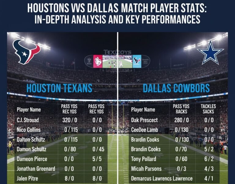 houston texans vs dallas cowboys match player stats