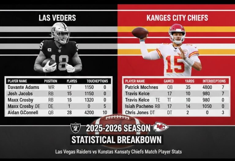Las Vegas Raiders vs Kansas City Chiefs Match Player Stats: A Complete 2025–2026 Season Statistical Breakdown
